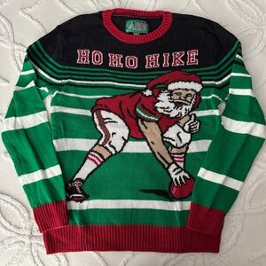 Ho Ho Hike Football Santa Christmas Sweater Mens Size Small